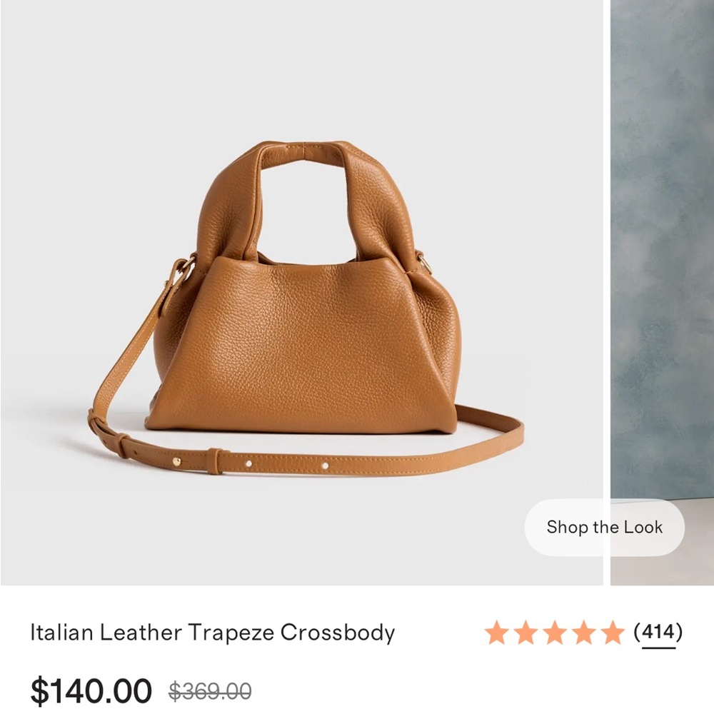 Quince Italian Leather Trapeze Crossbody - Tan